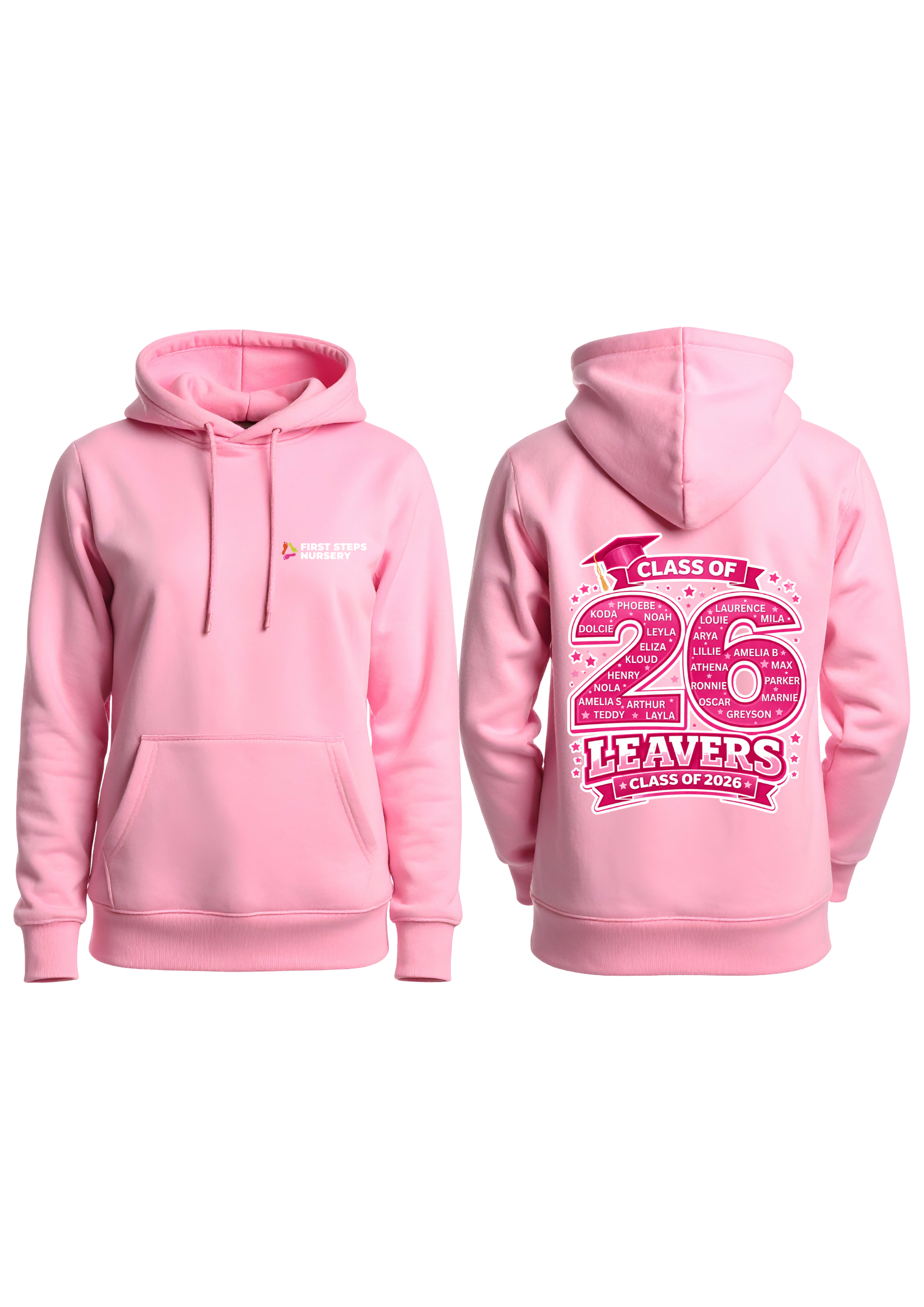 First Steps Pink Leavers Hoodies